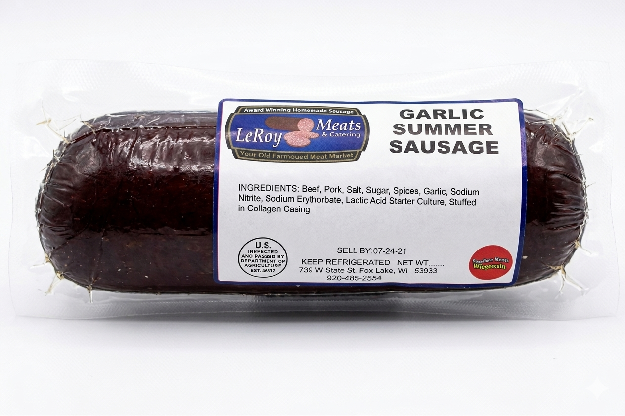 Leroy Meats Garlic Summer Sausage 12oz. - Widmer's Cheese Cellars