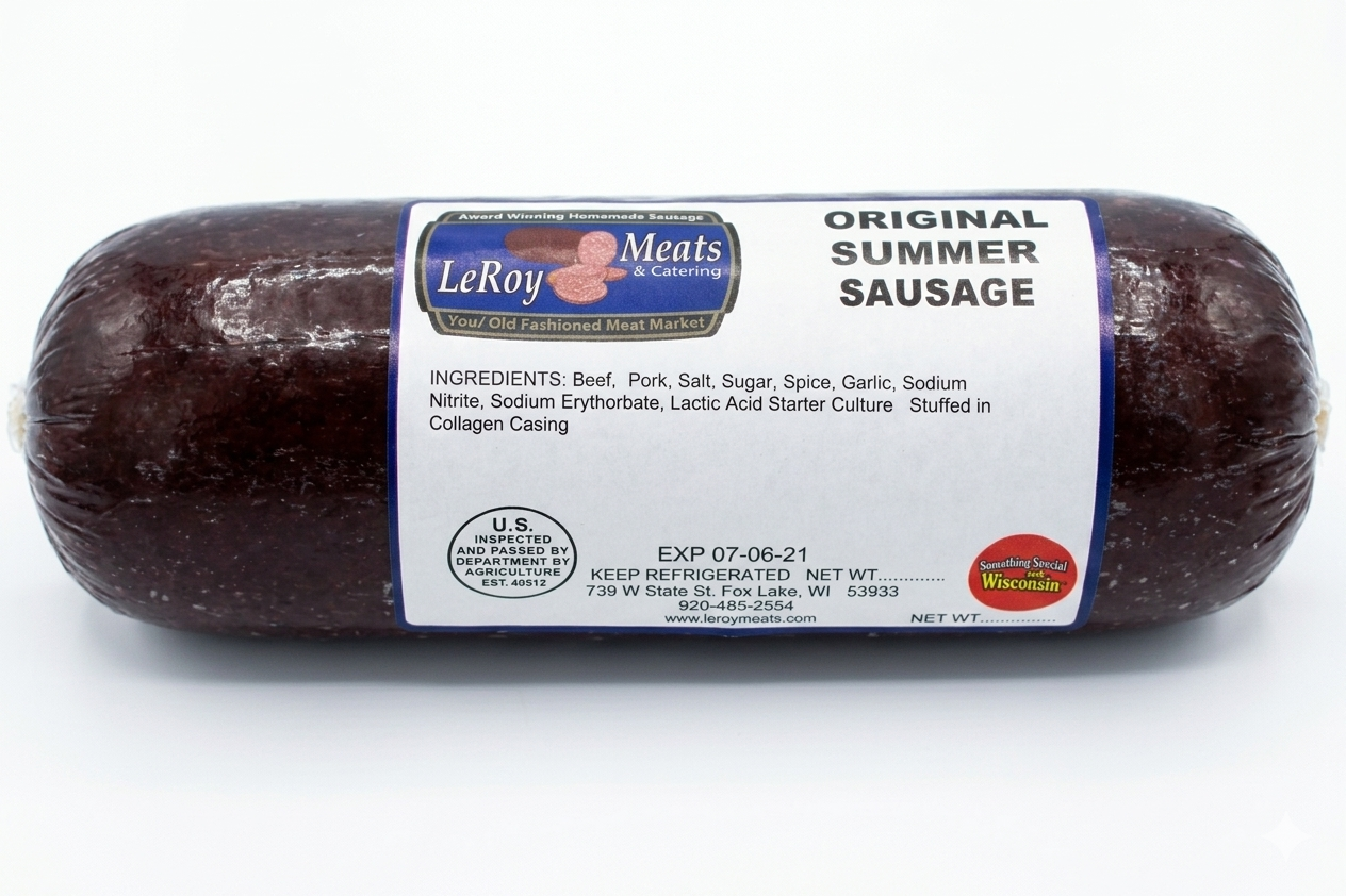 Leroy Meats Plain Summer Sausage 12oz. - Widmer's Cheese Cellars